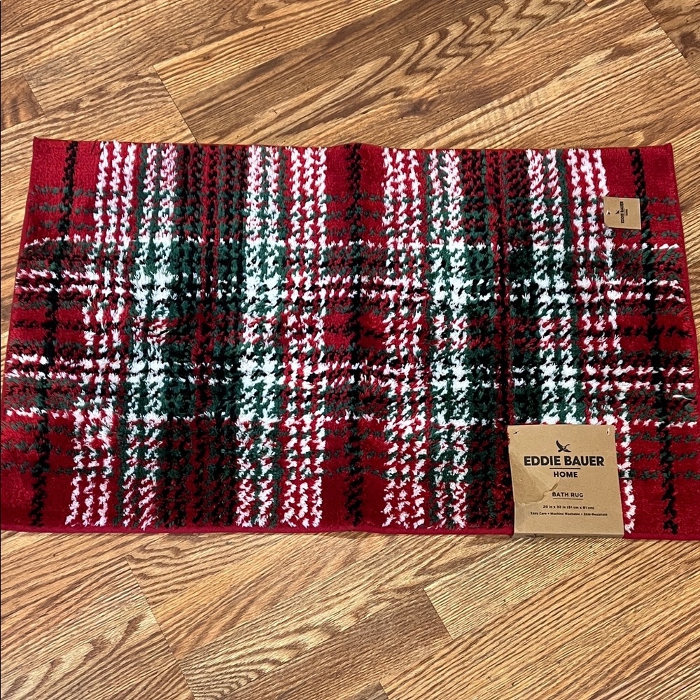 Eddie Bauer Red and White Plaid Door Mat